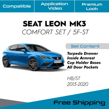 SEAT LEON MK3/5F/ST TRIM PLATED COMFORT SET & FABRIC 2013-2020 Comfort Set Storage Compartments Anti-Vibration Sound Insulation