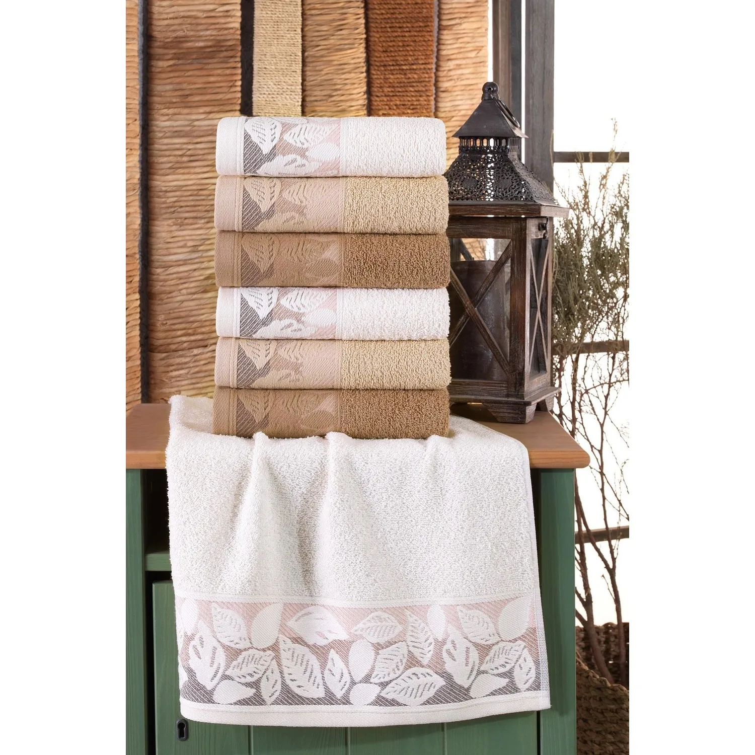 6Pcs 100%Cotton Bath Towel Set Ottoman Long Fiber Yarns Fast Drying  Absorbent Antibacterial Home 2021 Fashion White Brown