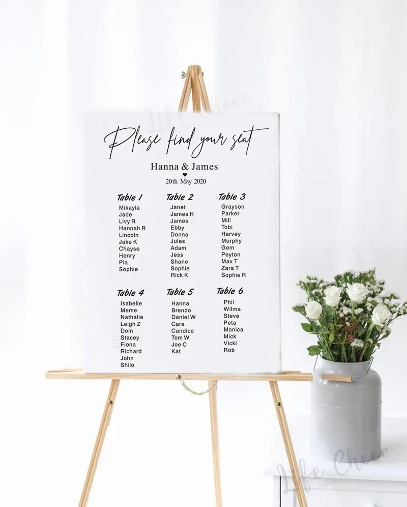 Wedding Seating Chart Vinyl Stickers Mirror Guests Seating Chart Decals Wedding Decoration Wedding Party Custom Seating Sticker