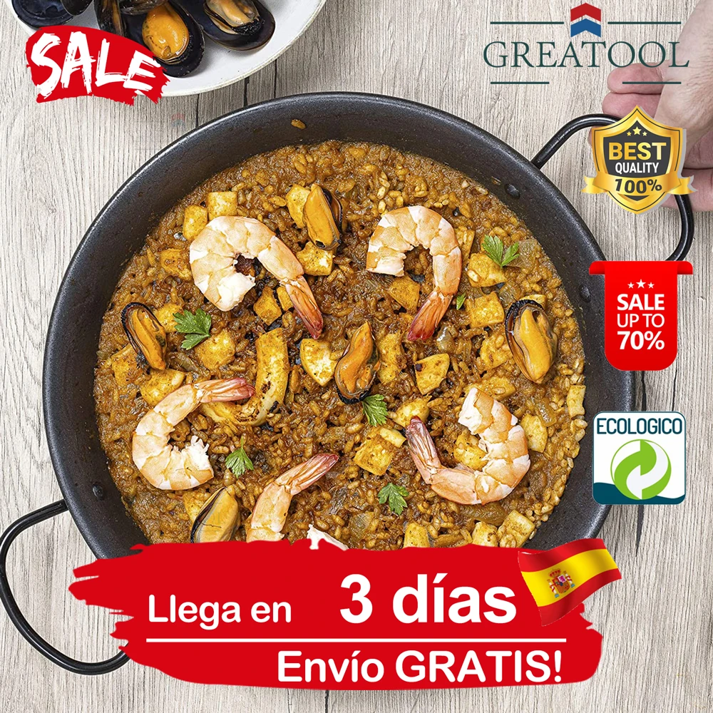 Paellas Induccion, Sartén Antiaderentes, Paella Valenciana, Utensilios de Cocina Multiusos Cocina Casera o Restaurante, Wok 46cm