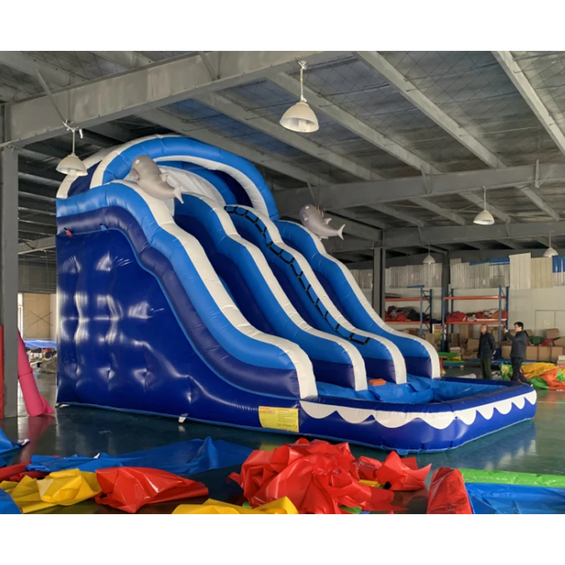 

High Quality Dolphin Theme Inflatable Slide With Pool Inflatable Water Slide Amusement Equipment Inflatable Kids Toy