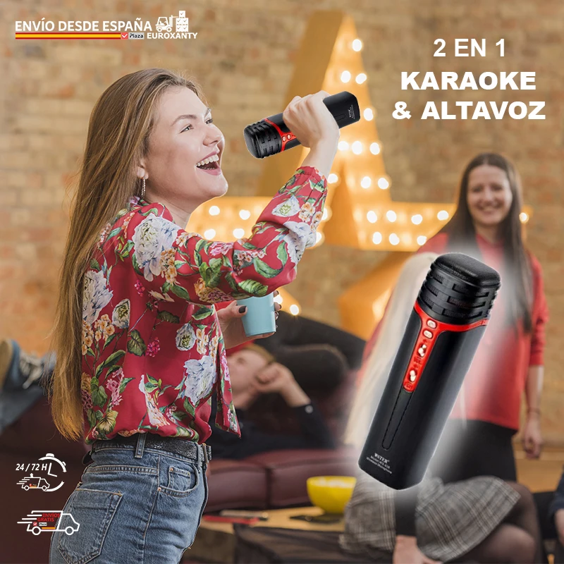 EUROXANTY®Microphone karaoke Bluetooth | Microphone speaker | Wireless Bluetooth microphone | USB microphone | Microphone girl