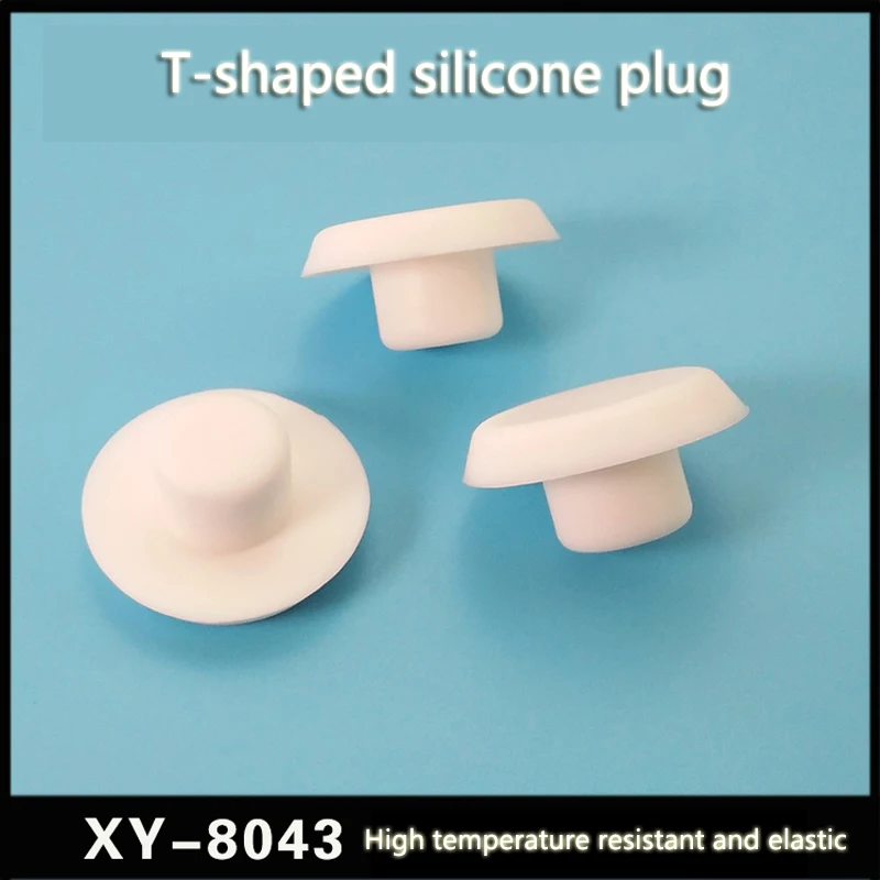 5pcs White Silicone Rubber Hole Cover 14mm Solid arc T-type Silicone Plug Elastic Sealing Plug Test Tube Plug Cover