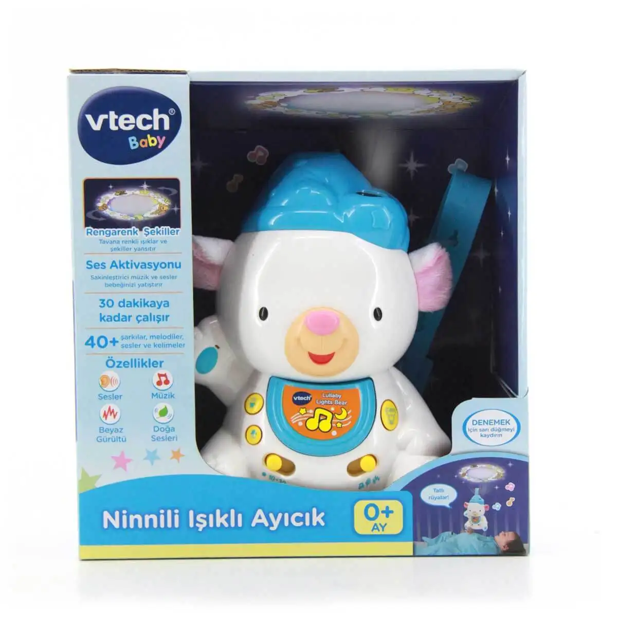 Vtech Máy Chiếu Xanh Gấu Bông Trần Với Đèn Đầy Màu Sắc Và Hình Dạng Được Thể Hiện. Nhiều Hơn So Với Những Bài Hát Tiếng Anh, Giai Điệu,