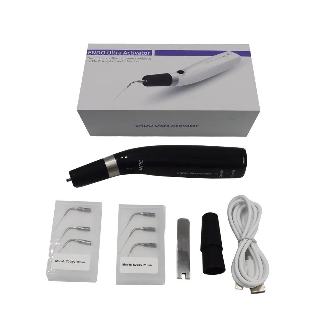 Dental Endo Ultra Activator Endo Irrigator Handpiece with 6 Tips 40-50Khz 1500mAh Cordless Ultrasonic Activator