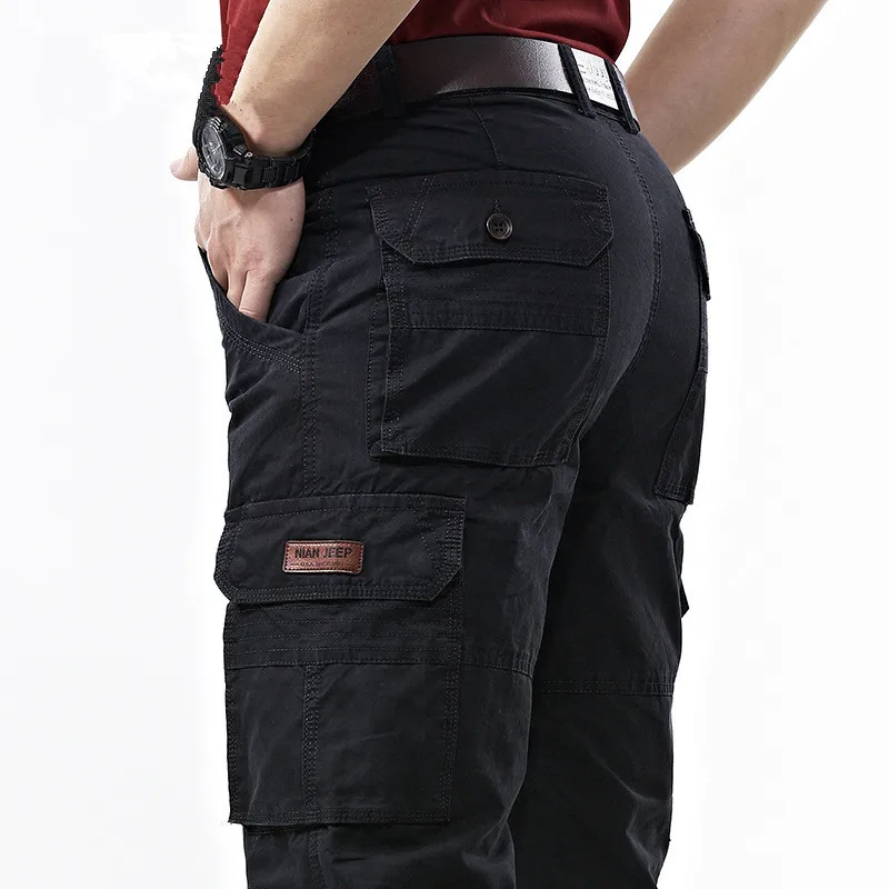 Pantalones largos tácticos con múltiples bolsillos para hombre, ropa informal de talla grande 42 para exteriores, pantalones Cargo de algodón, pantalones vaqueros holgados para primavera