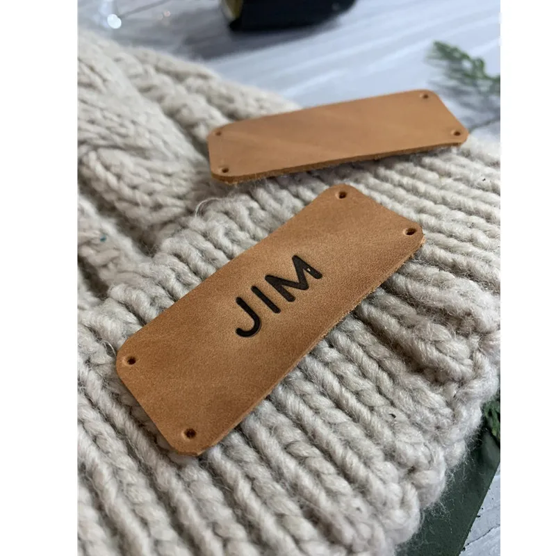 SET OF 6 Personalized Leather Label, Custom Leather Initial Name Tag, Personalized Initial Tag - Bag tag | anniversary gift | Ch