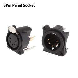 10pcs XLR Female Male Jack Panel Mount Connector 5 Pin Nickel Pro Audio Socket Audio Chassis Socket Stage Lighting DMX Plug