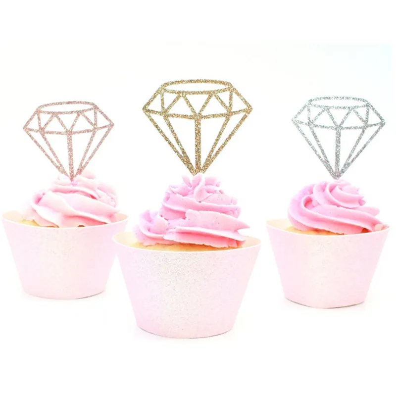 

Custom Wedding Diamond Cupcake Toppers, Bachelorette Party, Engagement Party Decor, Diamond Donut Toppers, Any Color