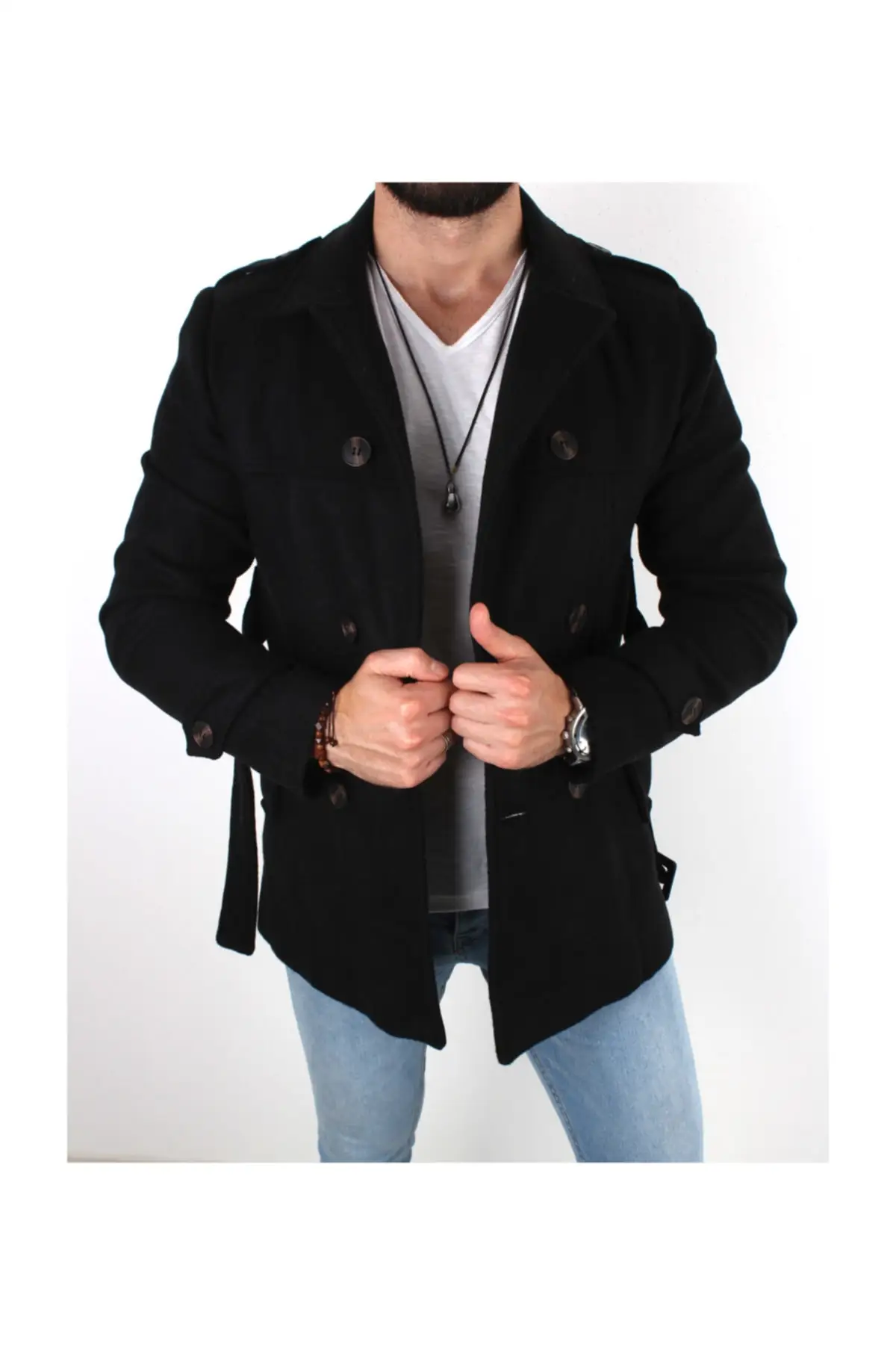 Arched Stamp Coat Black