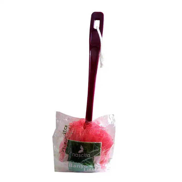 Bath Shower Fiber Handle Red