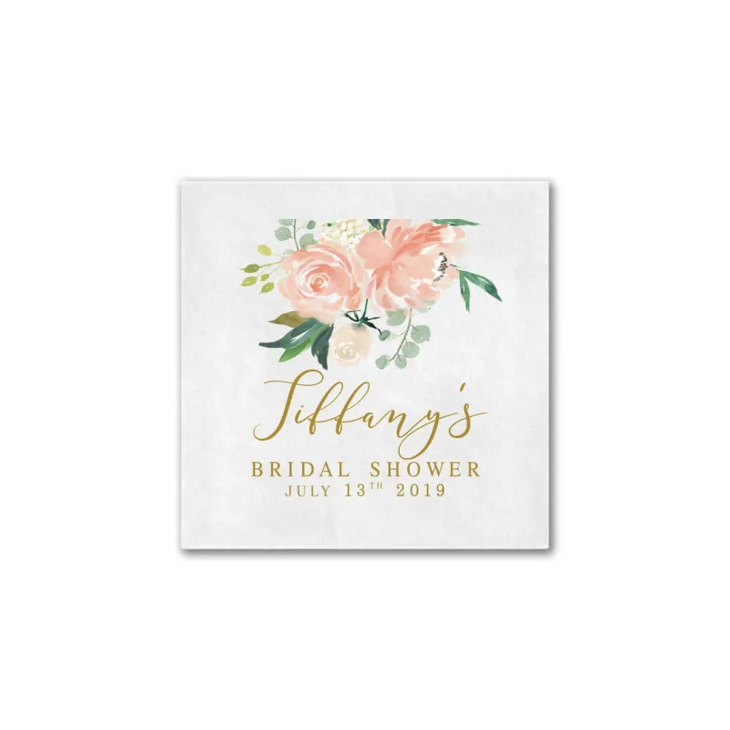 Blush Floral Personalised Wedding Napkins|Custom Bridal Shower Napkins | Rehearsal Dinner|Full Color Napkin baby shower Napkin