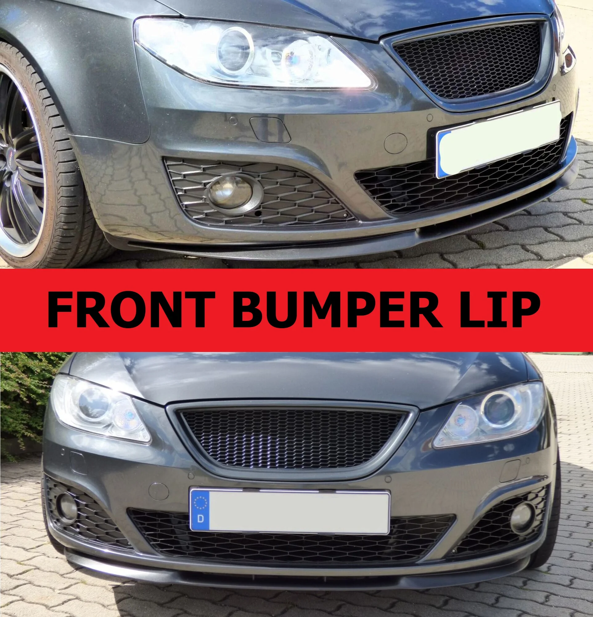 For Seat Exeo 2008 CUPRA R Front Bumper Lip Universal 3pcs Diffuser Black Bumper Lip Spoiler, 2008 2009 2010 2011 2012 2013