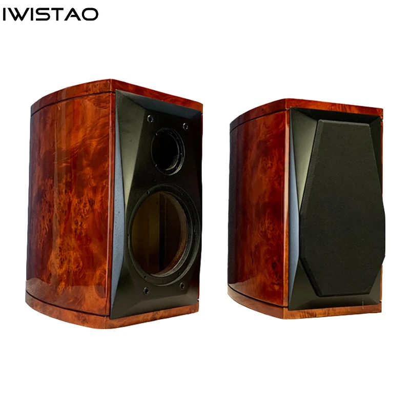 

IWISTAO HIFI 6.5 Inch 2 Way Empty Speaker Cabinet 18L MDF Board Tree Tumor Veneer Drum-shaped Amber Red-brown Inverted DIY