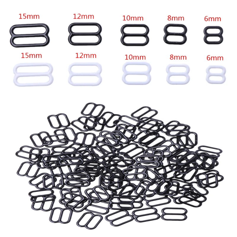 100pcs Metal Lingerie Adjustable Sewing Bra Sliders Rings Buckles DIY 6mm-15mm Drop Shipping