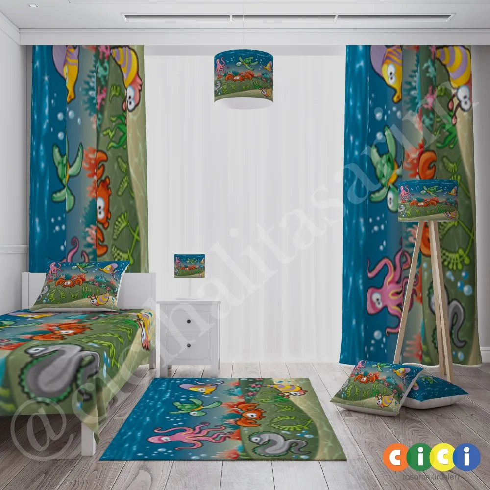 Cici İskandinav Mountains Flying Balloon Boy Children Room Backdrop Curtain SWINGS MALE BABY ROOM KIT CARPET BED cover GIRLS KIDS chandelier