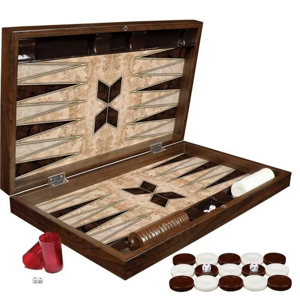 Backgammon Set Geometric Model Walnut Large Size Board Games Game Table Gift Surprises Sports-entertainment Adult Games