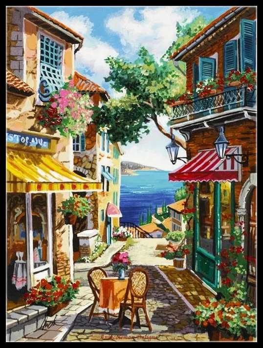 

Alley Snack Table - Counted Cross Stitch Kits - DIY Handmade Needlework For Embroidery 14 ct Cross Stitch Sets DMC Color