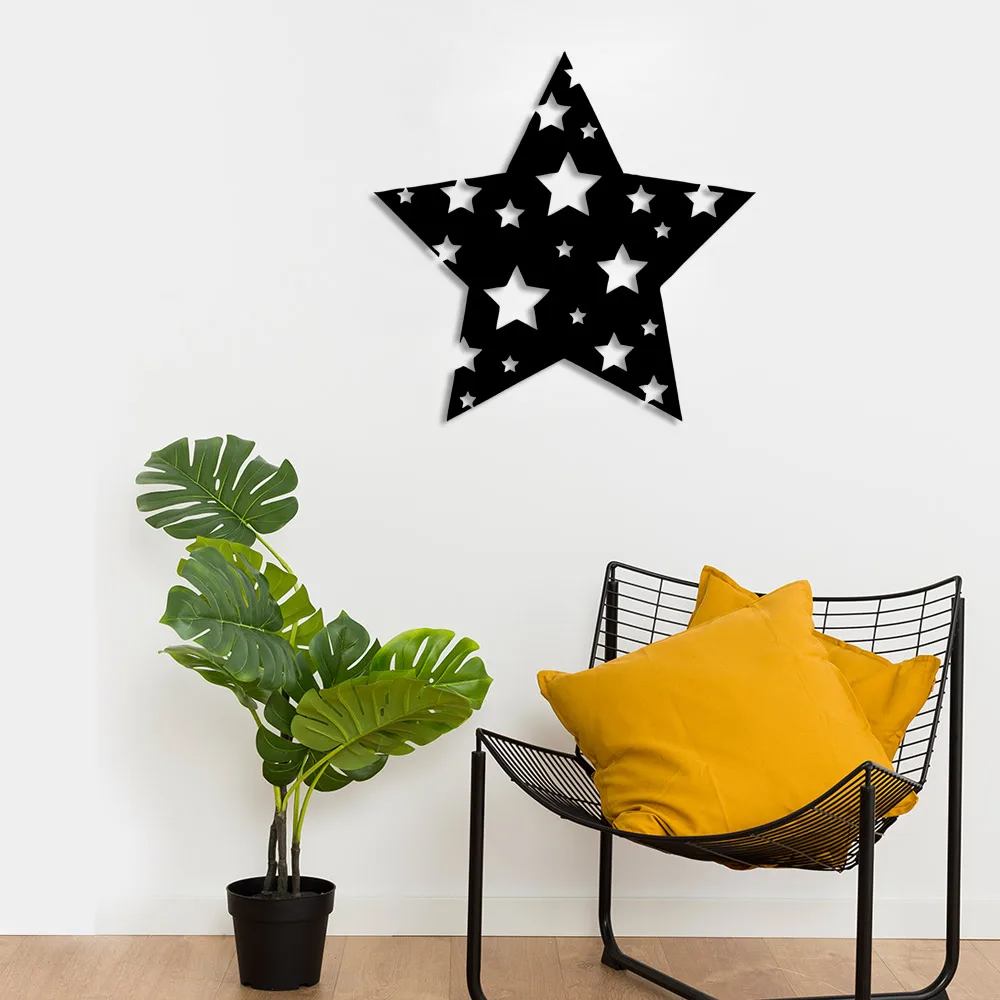 Small and Large Nested Stars Wall Accessory Wooden Table 50x50cm