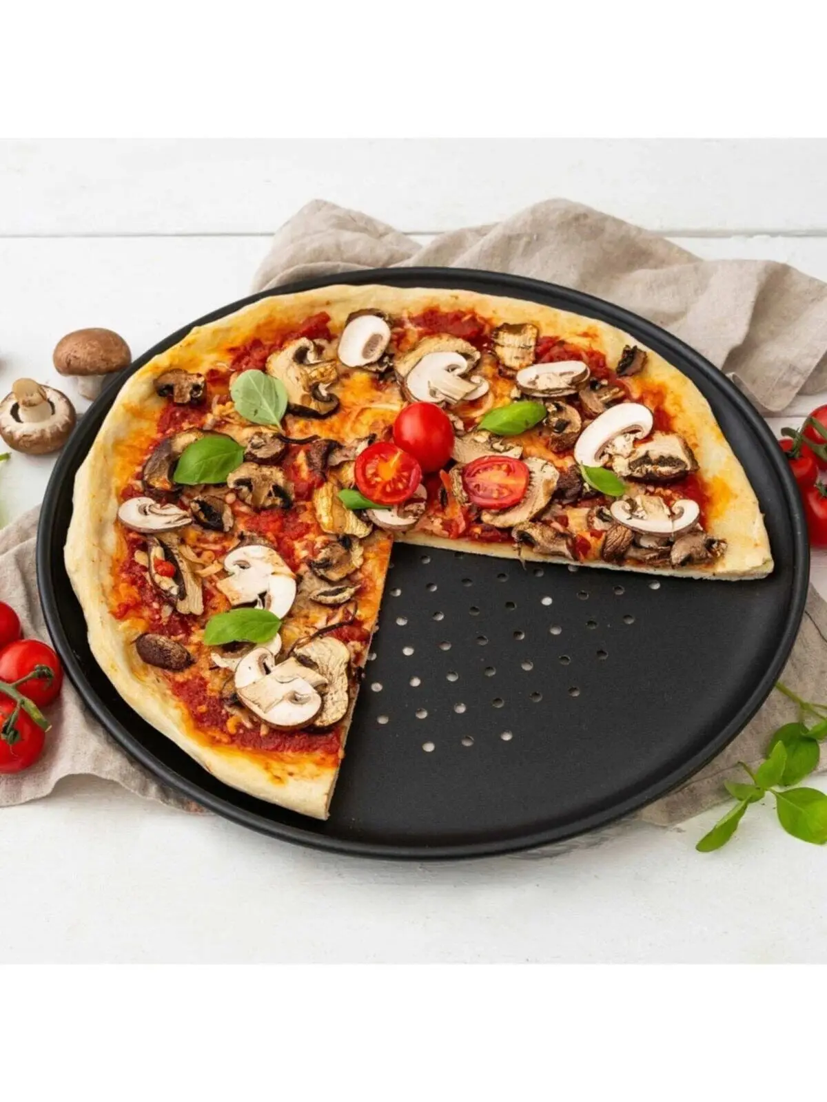 Special Countries Hole Pizza Tray 32x1,5 Cm Non-Stick Delicious Pizzanın Secret Oven Pizza Tray