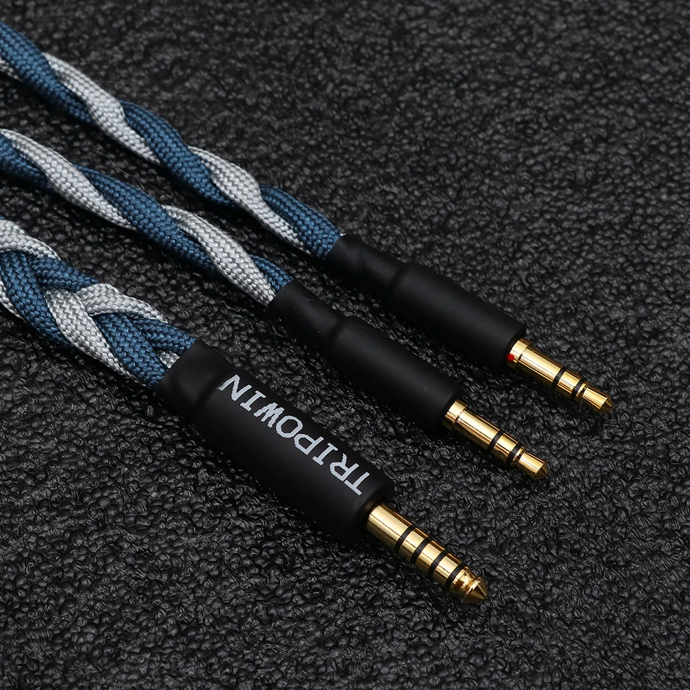 Tripowin GranVia 26AWG 36 Stränge x 4 Core Handgemachte Kopfhörer Ersatz Kabel für HD650 HD580 HD800 HIFIMAN ANANDA Grau – Detail 6