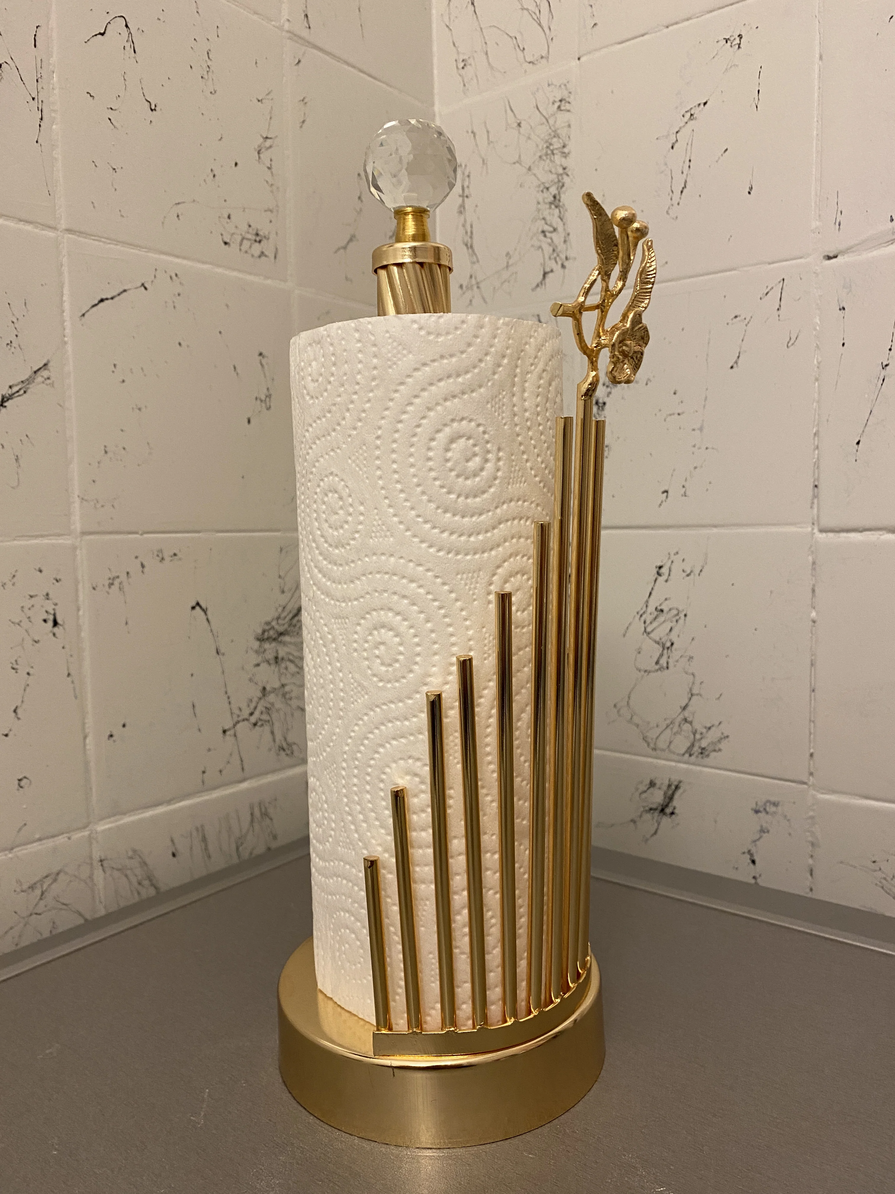 Paper Towel Holder Luxury Kitchen Roll Elegant Bathroom Tissue Stand Rack Storage Stainless Toillet Tools Gift Food Service Decorative High Quality Kitcheen Accessories Gold Silver Color Option Presentation Wedding