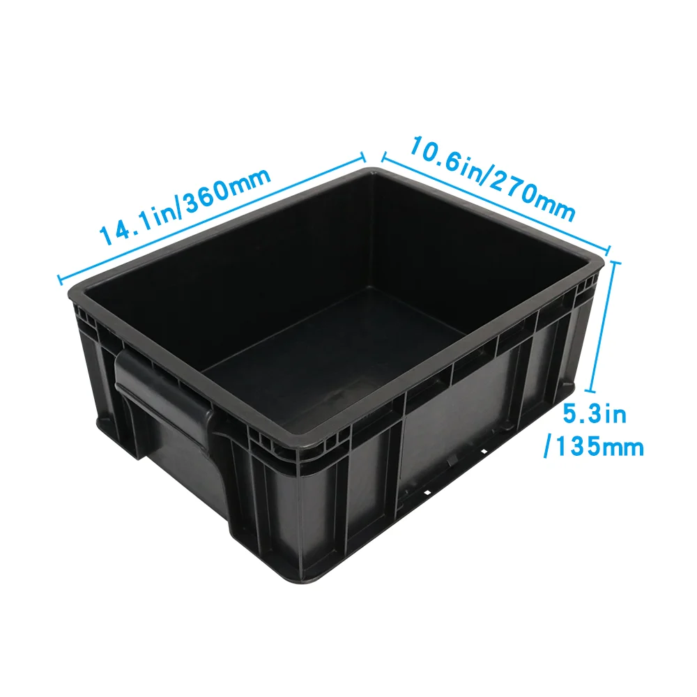 Q-CB3 360X270X135mm Esd Container Permanent Antistatic Black Tote Circulation Box Conductive Carrying Case