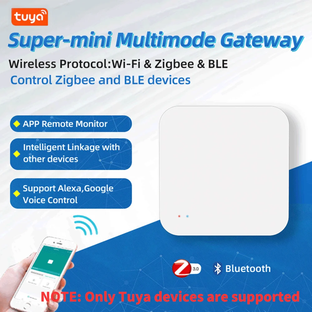 Tuya ZigBee/BLE Smart Gateway Hub Smart Home Bridge Smart Life APP Wireless Remote Controller Works with Alexa Google Home