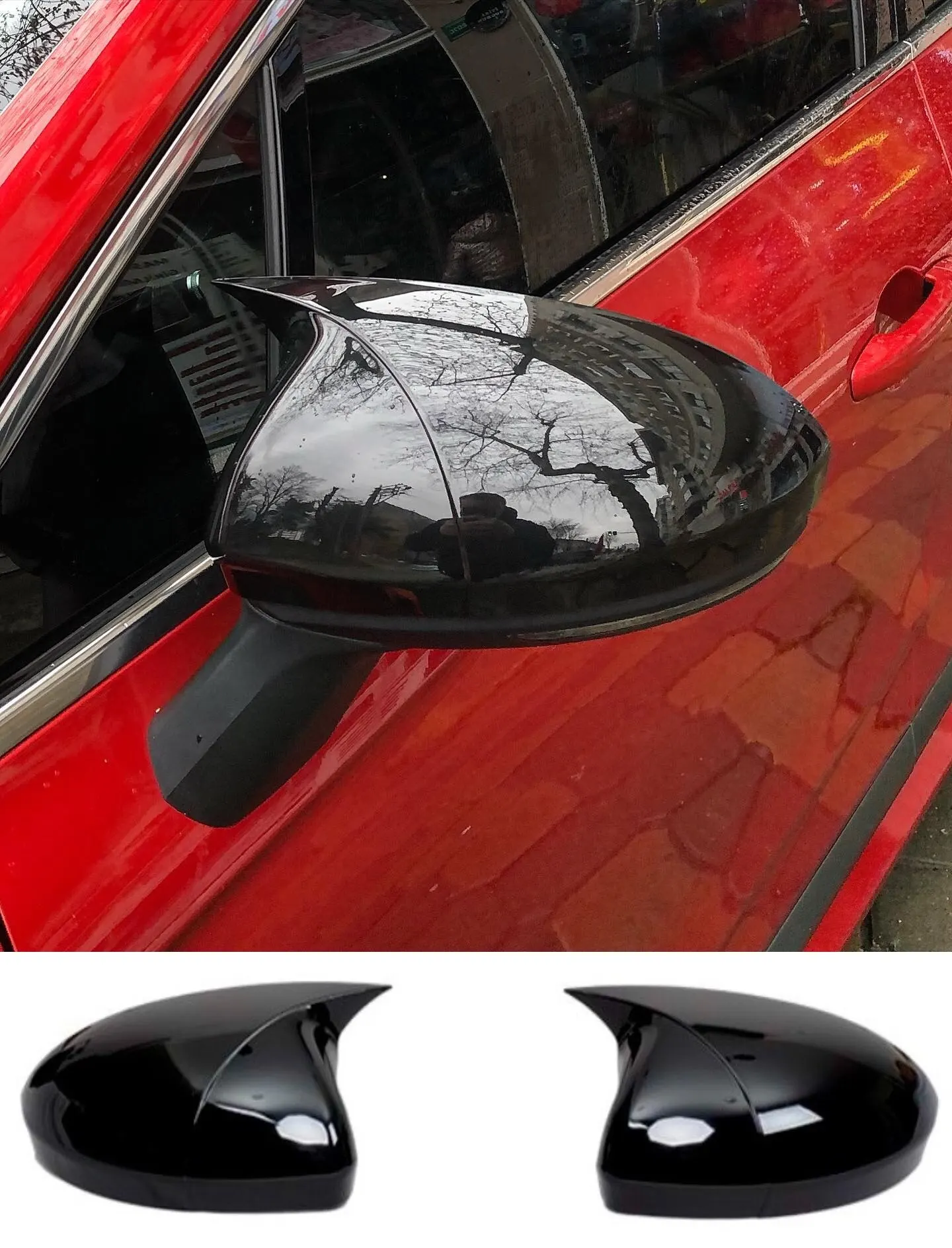 Bat Style Mirror Cover For Renault Clio 5 Mk5 Car Accessories 2 Pieces High Quality ABS Plastic Full Compatible Bright Black 2019 +