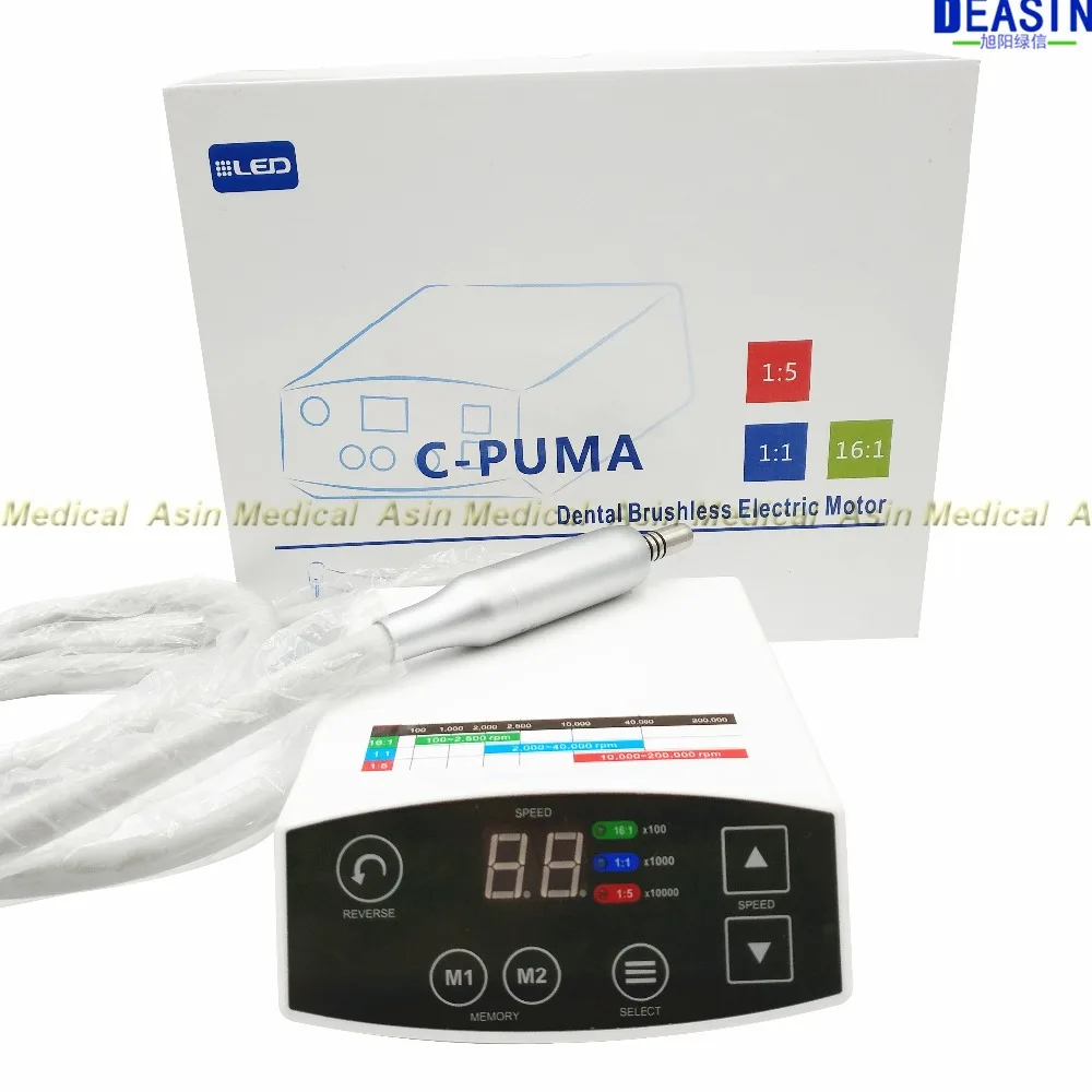 

1 Set COXO Dental White LED Brushless Mini Electric Micro Motor System C-PUMA + 1:5 RED Increasing Handpiece Denyistry Tools