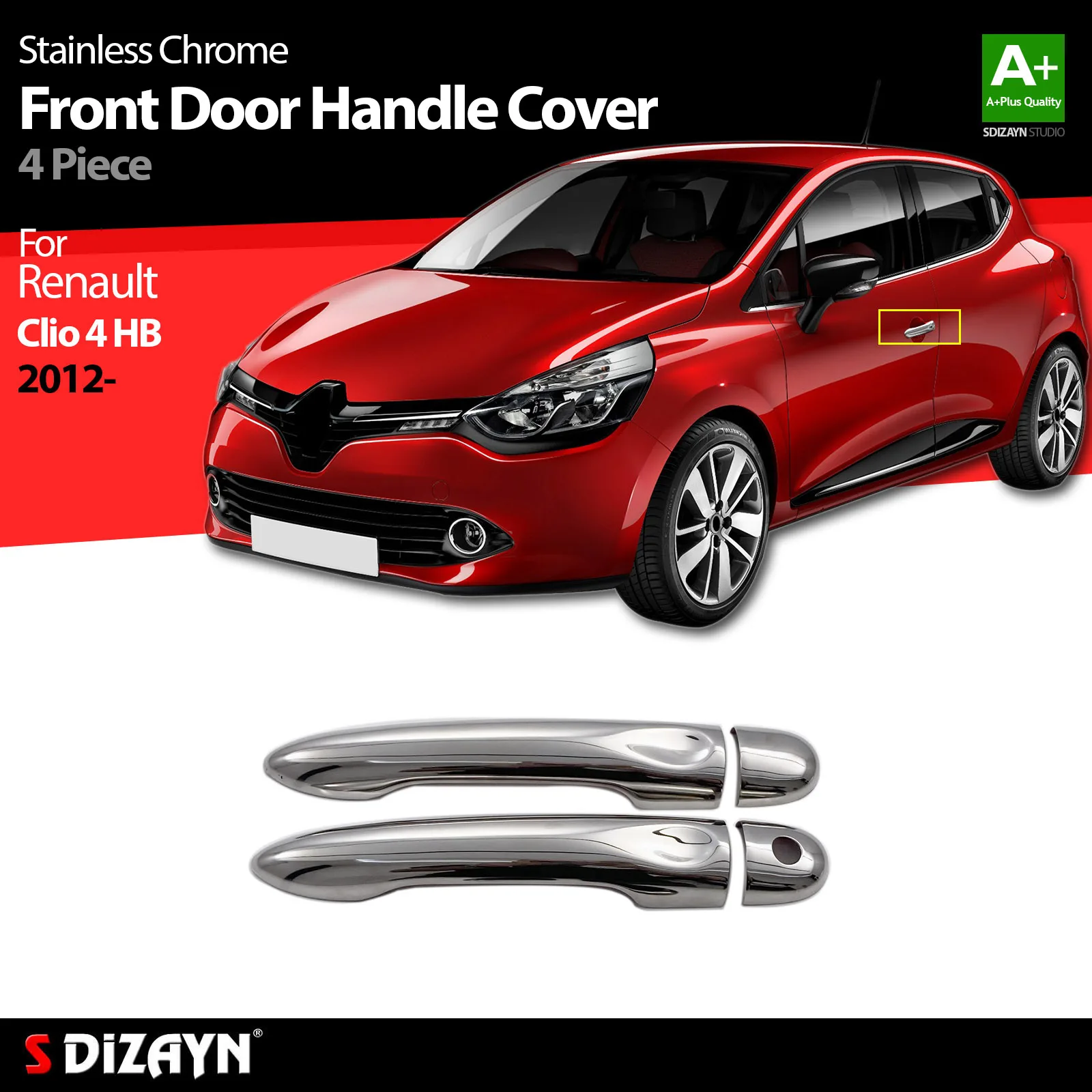 S Dizayn For Renault Clio 4 Chrome Front Door Handle Cover Stainless Steel 4 Pc Exterior Car Accessories Parts Auto Products