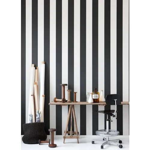 Dekonil ورق حائط أسود مخطط (7950-D) مكتبة فندق قابلة للمسح لغرفة النوم غرفة المعيشة لأنيق