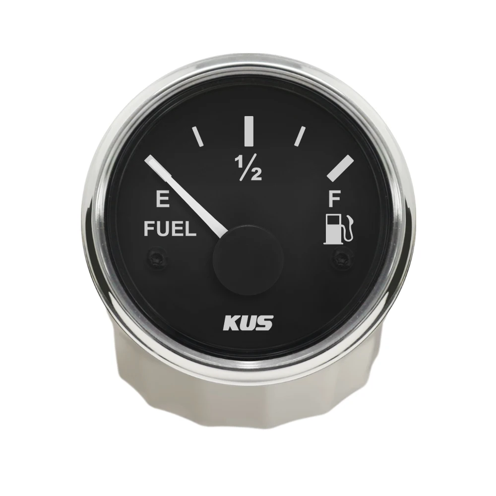 KUS 52mm Fuel Level Gauge Meter 0-190ohm 240-33ohm with Red and Yellow Backlight 9-32V Fuel Sensor 150mm 175mm 200mm 225m 250mm