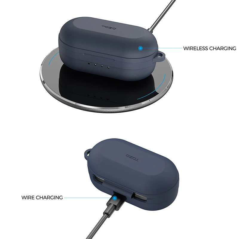 Силиконовый защитный чехол для Bluetooth-наушников TOZO NC9 TWS, Противоударная гарнитура с внешсветодиодный светодиодной подсветкой