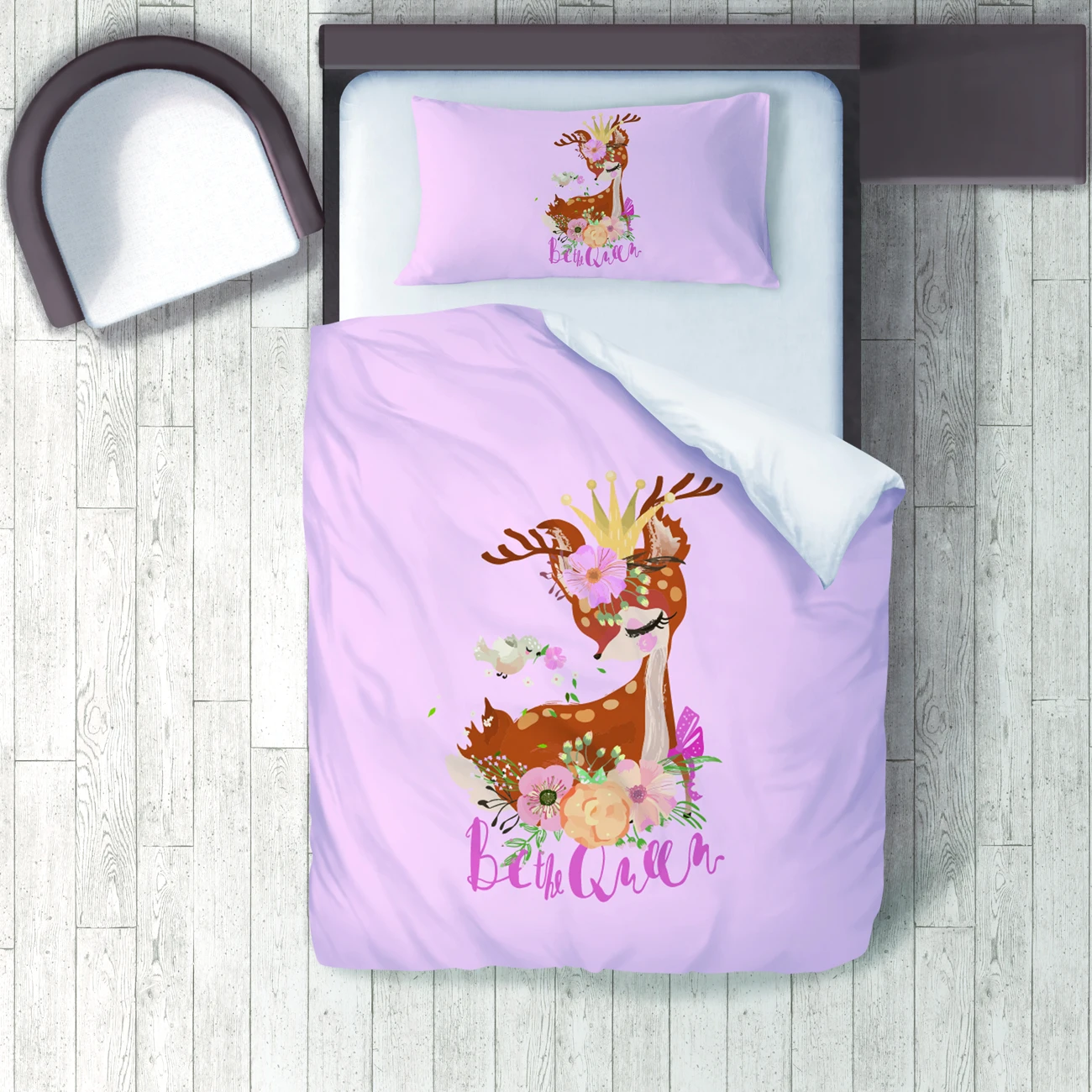 

Duvet Cover Set Bedding Set Pillow Case for Baby and Kids Room 3D Printed Powder Pink Queen Deer Model 192