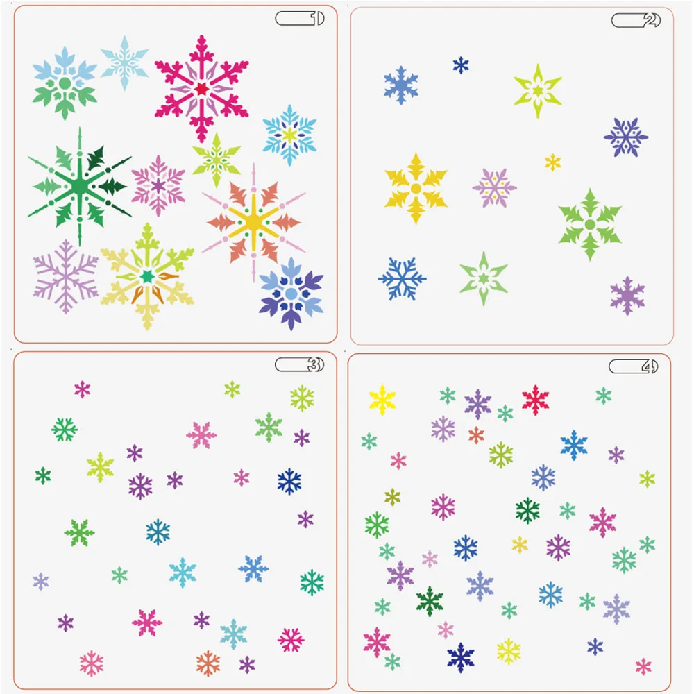 Snowflake Stencil 4PCS Christmas Background Layering For Scrapbooking Decorative Embossing DIY Paper Card Crafts Winter ST020