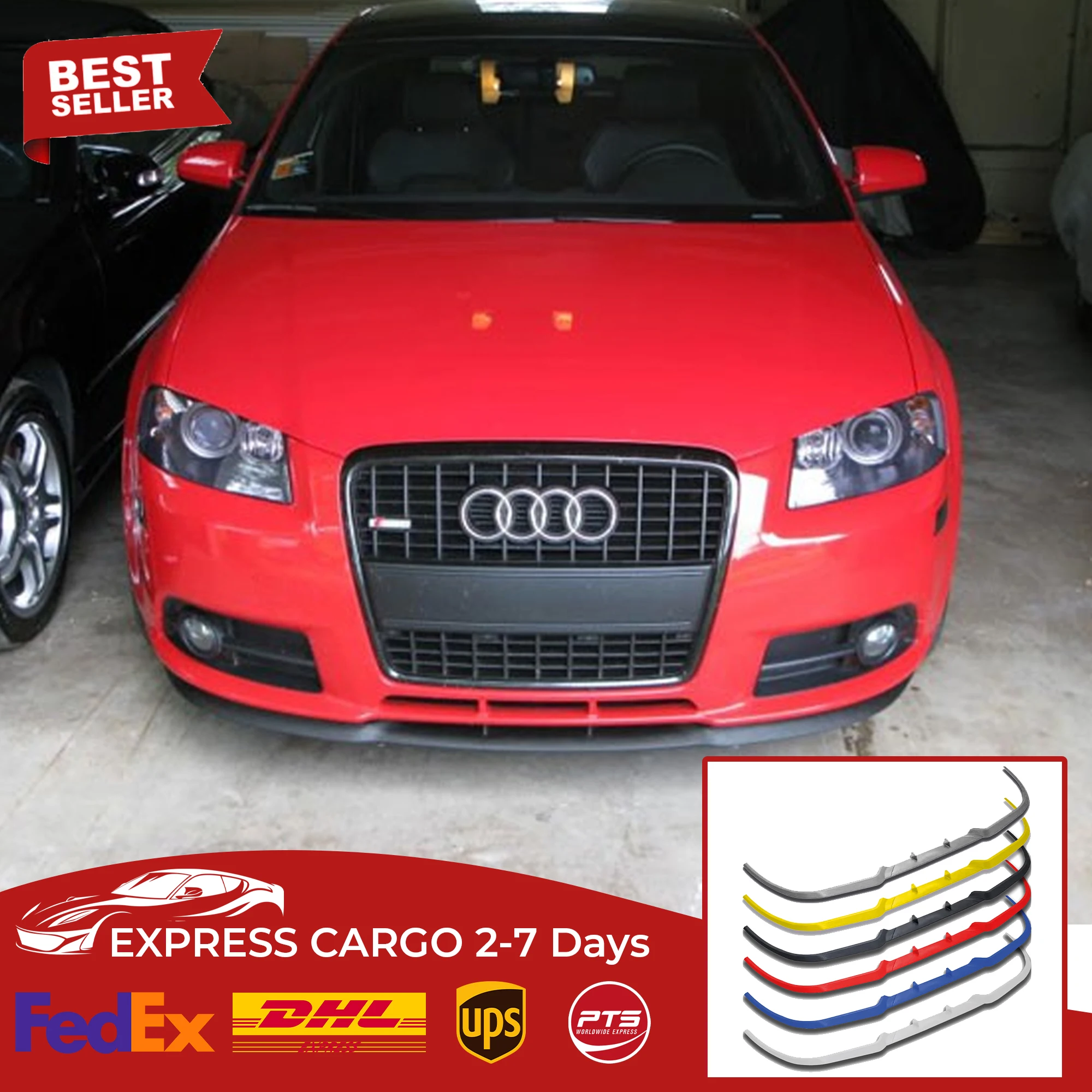 For AUDI A3 A4 S3 S4 8p 8L CUPRA R FRONT SPOILER BUMPER LIP Euro Spoiler Lip Universal 3 pcs Body Kit