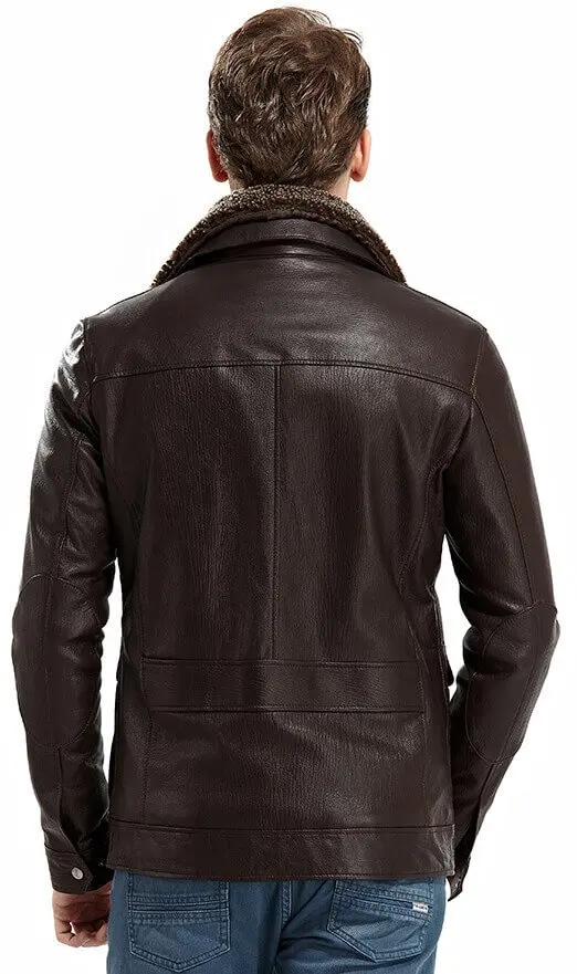 Magento Male Leather Coats Coffee Original Lambskin Autumn Winter 2022 Biker Slim Large Size VintageTürkiye