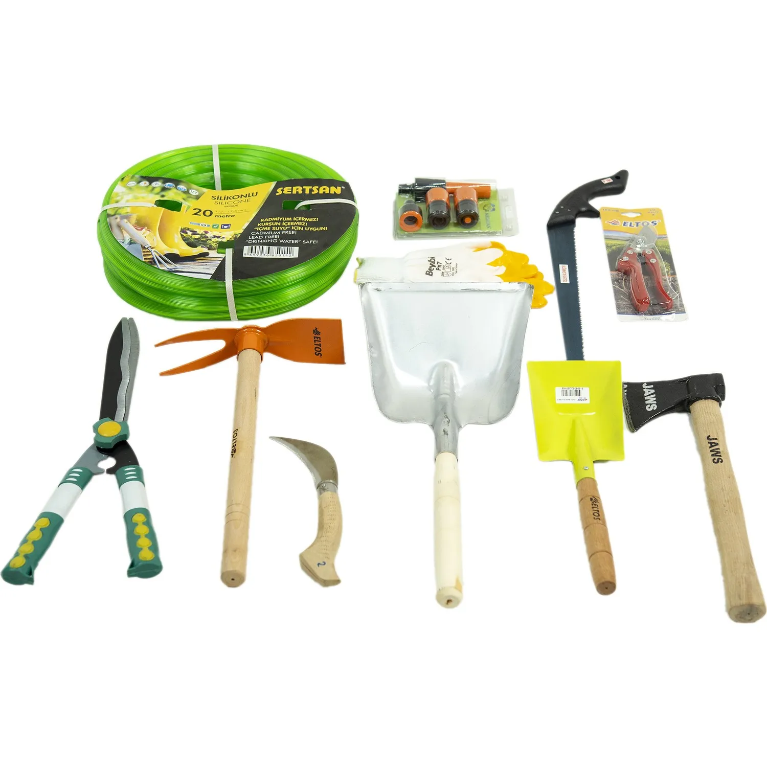 Garden Watering Pruning Set 11'li, Garden Hose, Garden Shovel Gardening Shears, Garden Saw, garden Pick, Garden Scratch