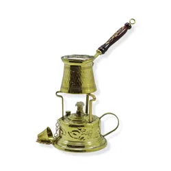 Authentic Turkish Arabic Brass Handmade - Copper Coffee Maker Alcohol Burner Brewing - Kitchen & Dining