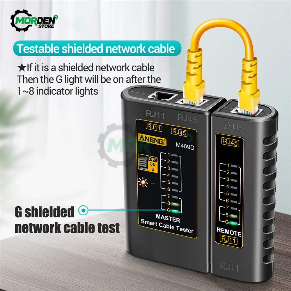 M469D RJ45 Cable lan Tester Network Cable Tester RJ45 RJ11 RJ12 CAT5 UTP LAN Cable Tester Networking Tool Network Repair Tools