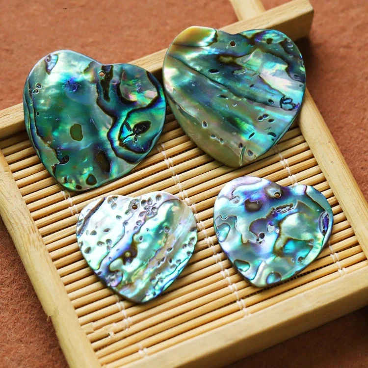 20PCS/lot Natural abalone shell heart-shaped loose beads diy handmade beaded shell jewelry accessories