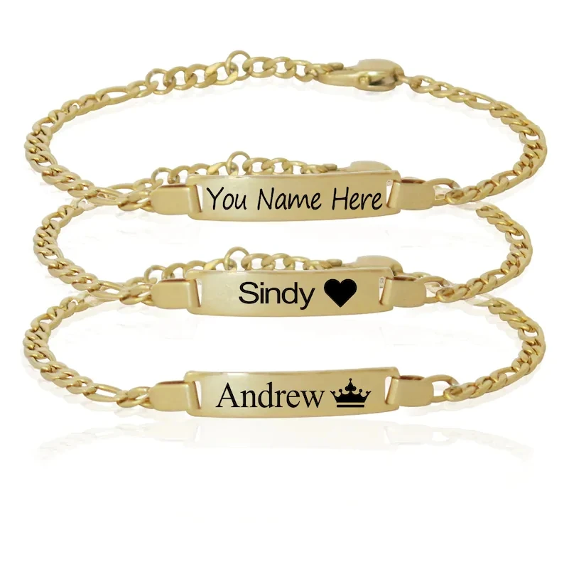 Personalized Baby Boy Gift Ideas Bracelet 18K Gold Stainless Steel Engraved Name Bracelets Adjustable For Boys Girls Jewelry