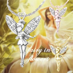 Exquisite Flower Fairy Crystal Pendant Necklace Fashion Women Necklace Girl Pendant Party Jewelry Romantic Valentine's Day Gifts