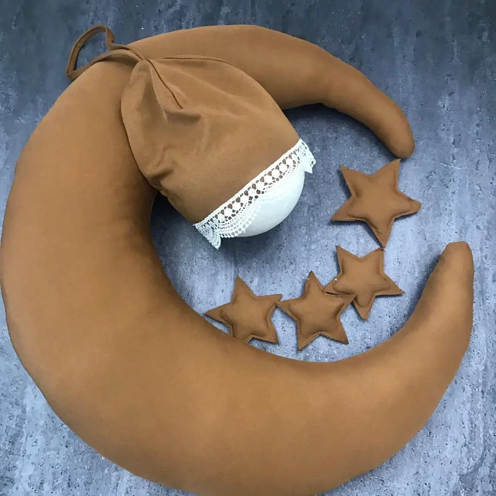 Newborn Photography Props Baby Girl Boy Moon Pillow Star Photo Shooting Accessories Hat Posing Beans Infants Bebe Costume