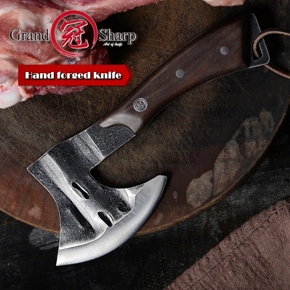 Hand Forged Axe Chef\'s Boning Knife Fire Hatchet Tomahawk Camping Outdoor Fishing Gadget Home Garden Kitchen Tool Bones Chopping