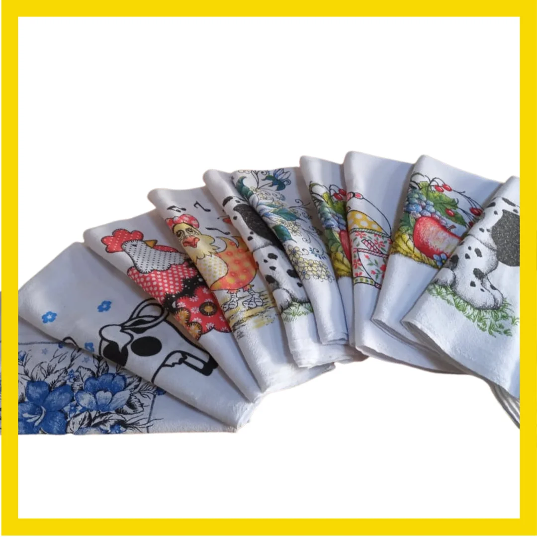 Large Dish Cloth 100% Original Cotton And White Cup Cloth With Print