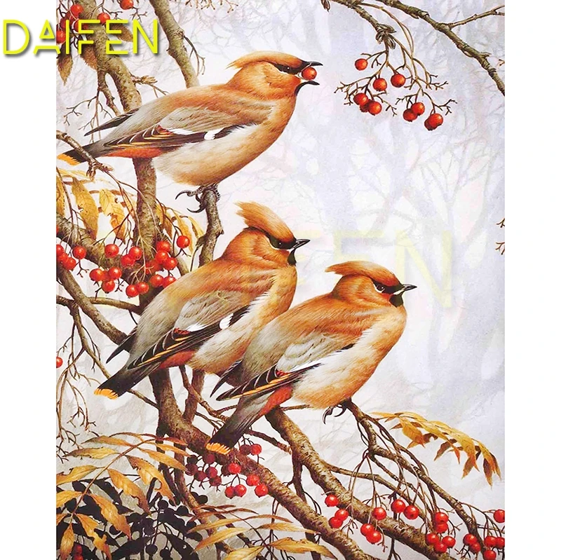 Full Round Diamond painting Parrot cherry DIY 3D Diamond mosaic scape Full Square Diamond embroidery Cross stitch Bird Red Bean