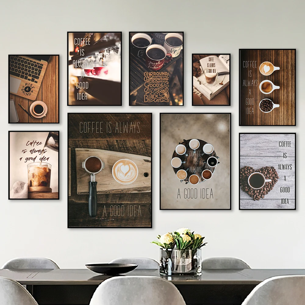 Coffee Is Always A Good Idea Canvas Painting Nordic Posters Print Wall Art Picture For Living Room Coffee Club Bar Kitchen Decor