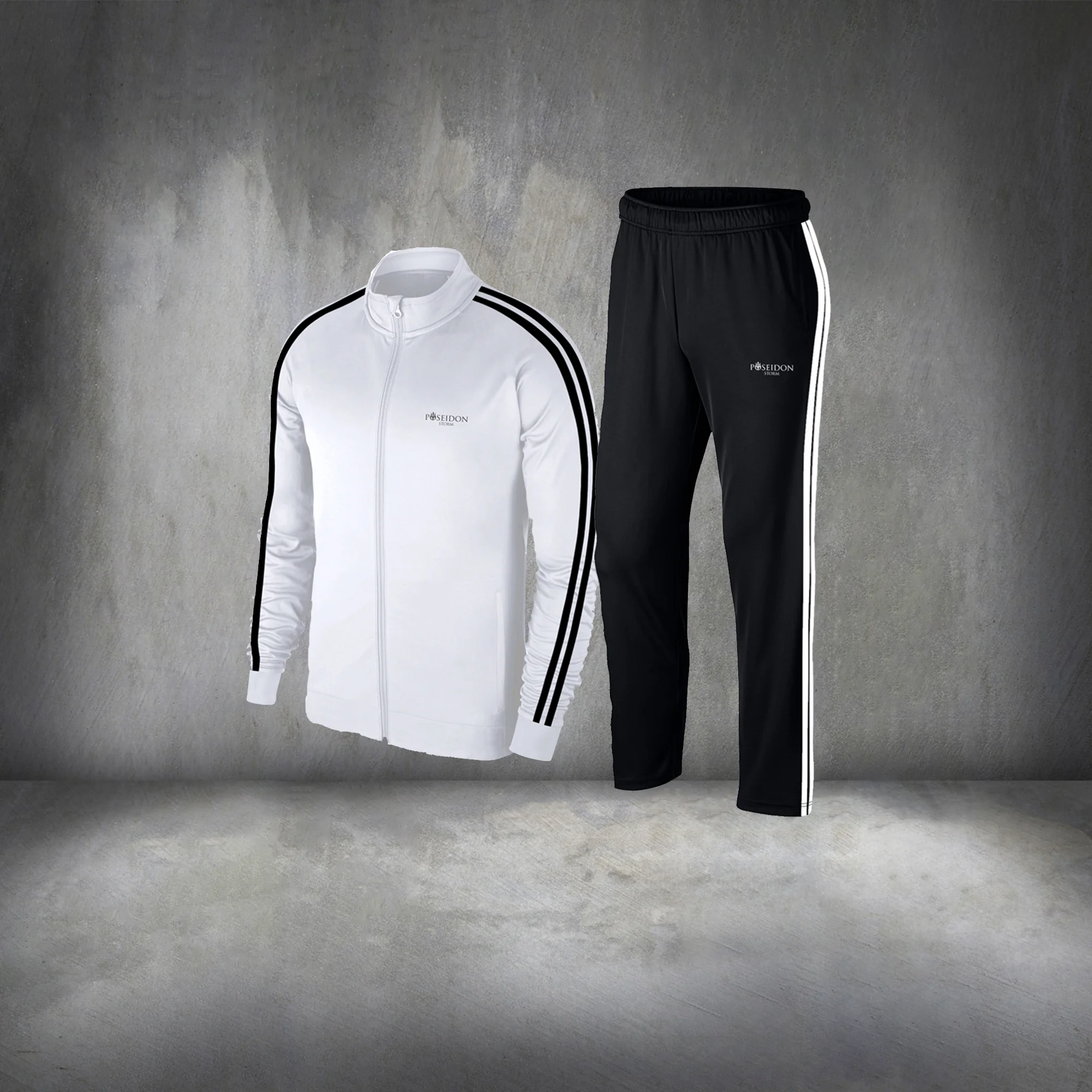 

Men's White Interlock Fabric Stylish and Comfortable Tracksuit Set S-3XL